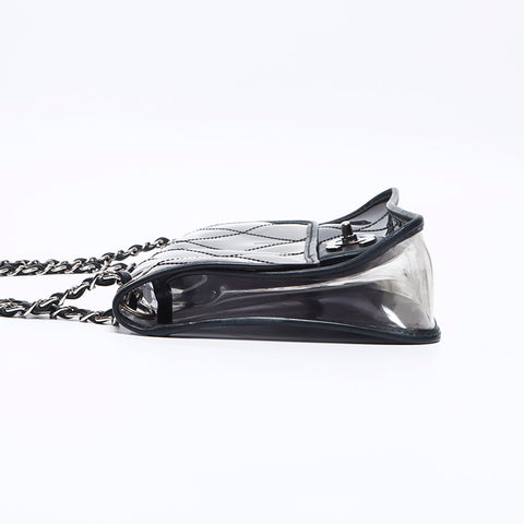 シャネル CHANEL クリア チェーン ビニール フラップ 11番台 2006-2008 ショルダーバッグ ブラック WS13722