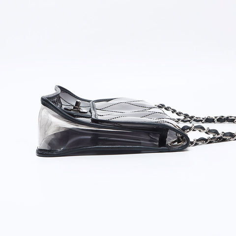 シャネル CHANEL クリア チェーン ビニール フラップ 11番台 2006-2008 ショルダーバッグ ブラック WS13722