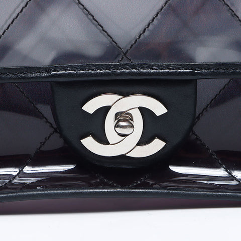 シャネル CHANEL クリア チェーン ビニール フラップ 11番台 2006-2008 ショルダーバッグ ブラック WS13722