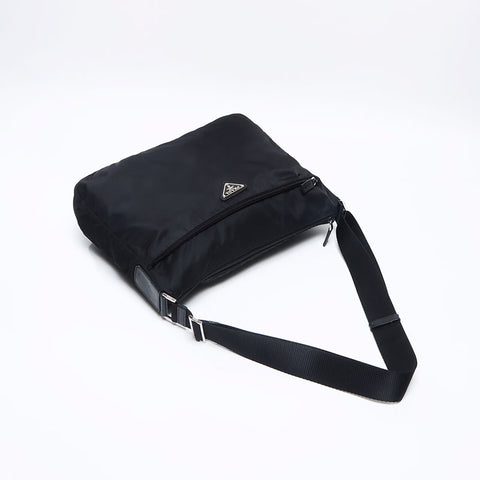 PRADA Nylon triangle logo Shoulder Bag black WS13726