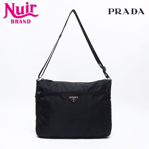 PRADA Nylon triangle logo Shoulder Bag black WS13726