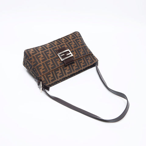 FENDI Mamma Canvas Zucca Shoulder Bag Brown WS13727
