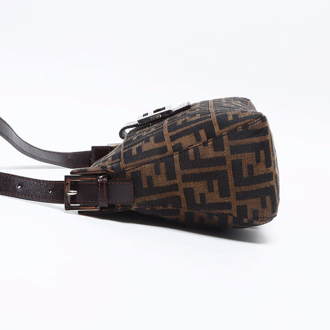 FENDI Mamma Canvas Zucca Shoulder Bag Brown WS13727