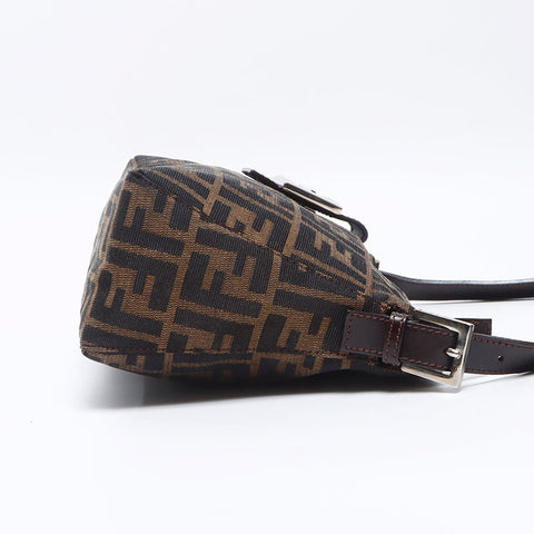 FENDI Mamma Canvas Zucca Shoulder Bag Brown WS13727