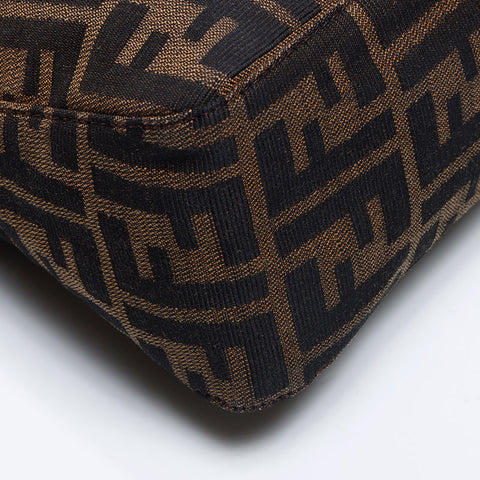 FENDI Mamma Canvas Zucca Shoulder Bag Brown WS13727