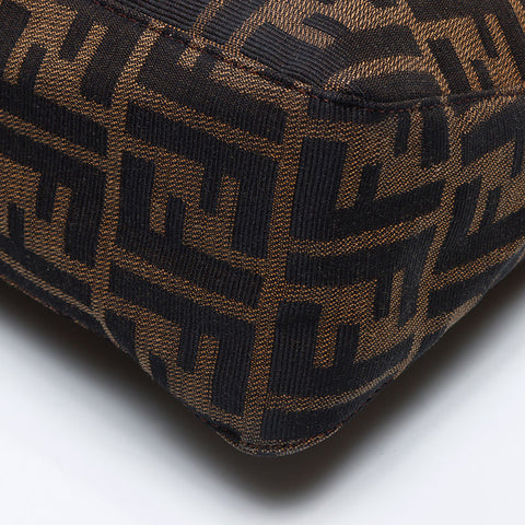 FENDI Mamma Canvas Zucca Shoulder Bag Brown WS13727