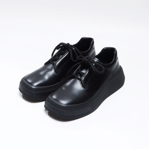 プラダ PRADA 21AW ブラッシュドレザープラットフォームソールダービーシューズ 2EG312 ブラック Size:5.5 24.5cm スニーカー ブラック WS13728