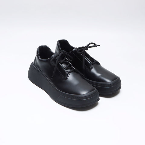 プラダ PRADA 21AW ブラッシュドレザープラットフォームソールダービーシューズ 2EG312 ブラック Size:5.5 24.5cm スニーカー ブラック WS13728