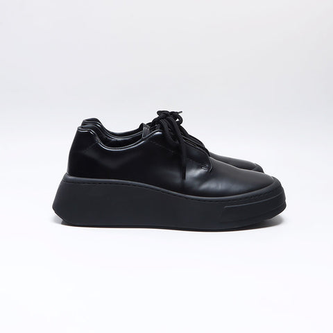 プラダ PRADA 21AW ブラッシュドレザープラットフォームソールダービーシューズ 2EG312 ブラック Size:5.5 24.5cm スニーカー ブラック WS13728