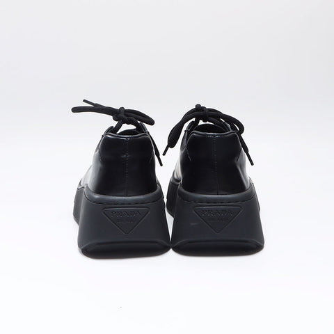 プラダ PRADA 21AW ブラッシュドレザープラットフォームソールダービーシューズ 2EG312 ブラック Size:5.5 24.5cm スニーカー ブラック WS13728