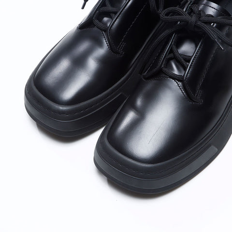 プラダ PRADA 21AW ブラッシュドレザープラットフォームソールダービーシューズ 2EG312 ブラック Size:5.5 24.5cm スニーカー ブラック WS13728