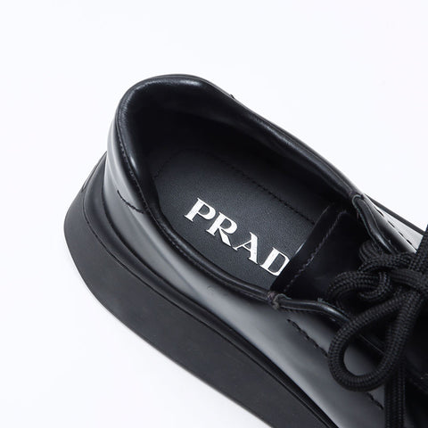 プラダ PRADA 21AW ブラッシュドレザープラットフォームソールダービーシューズ 2EG312 ブラック Size:5.5 24.5cm スニーカー ブラック WS13728