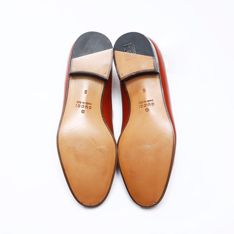 GUCCI Leather Tassel Size:8 10.6" loafers leather Brown WS13730