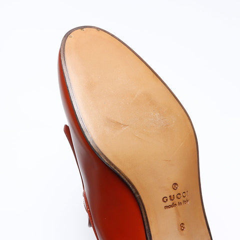 GUCCI Leather Tassel Size:8 10.6" loafers leather Brown WS13730