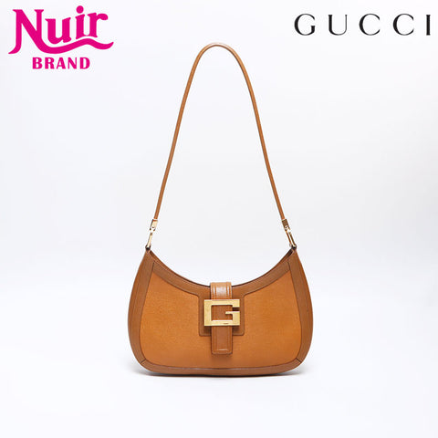 グッチ GUCCI レザー ロゴ ショルダーバッグ ブラウン WS13735