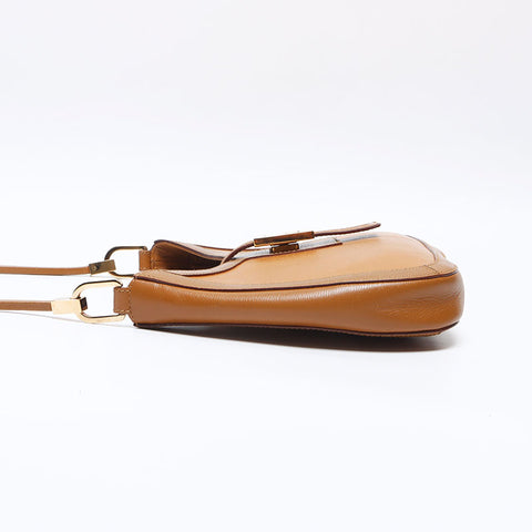 グッチ GUCCI レザー ロゴ ショルダーバッグ ブラウン WS13735
