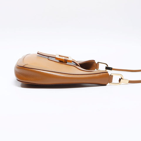 グッチ GUCCI レザー ロゴ ショルダーバッグ ブラウン WS13735