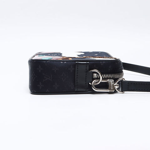 LOUIS VUITTON Pochette Comte de Fe Monogram Satin TH0042 Handbag black WS13747