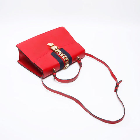 GUCCI Sylvie 2WAY Handbag Red WS13750