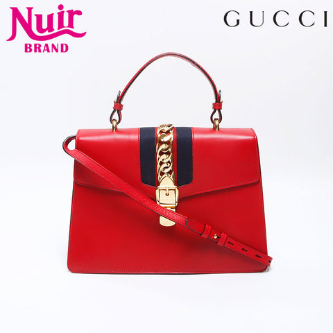 GUCCI Sylvie 2WAY Handbag Red WS13750