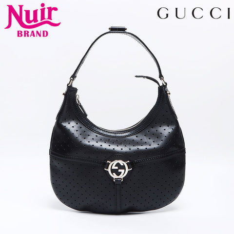 グッチ GUCCI インターロッキング パンチング ワンハンドル ショルダーバッグ ブラック WS13751