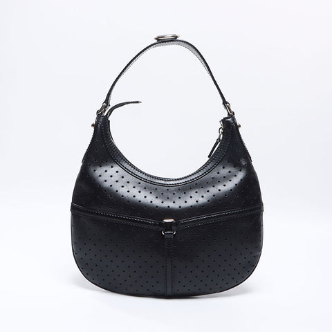 グッチ GUCCI インターロッキング パンチング ワンハンドル ショルダーバッグ ブラック WS13751