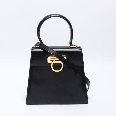 サルヴァトーレフェラガモ Salvatore Ferragamo 2WAY ガンチーニ ハンドバッグ ブラック WS13753