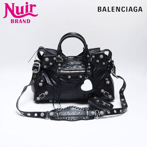 バレンシアガ BALENCIAGA ネオ カゴール シティ 2WAY　ラインストーン ハンドバッグ ブラック WS13755