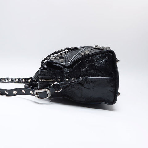 バレンシアガ BALENCIAGA ネオ カゴール シティ 2WAY　ラインストーン ハンドバッグ ブラック WS13755