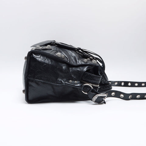 バレンシアガ BALENCIAGA ネオ カゴール シティ 2WAY　ラインストーン ハンドバッグ ブラック WS13755
