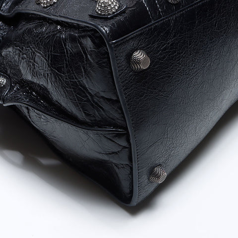 バレンシアガ BALENCIAGA ネオ カゴール シティ 2WAY　ラインストーン ハンドバッグ ブラック WS13755