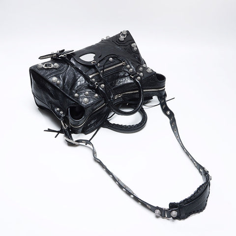 バレンシアガ BALENCIAGA ネオ カゴール シティ 2WAY　ラインストーン ハンドバッグ ブラック WS13755