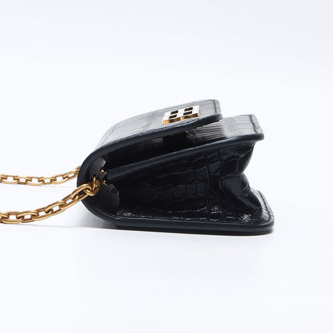 バレンシアガ BALENCIAGA 型押しレザー ショルダーバッグ ゴシップ ショルダーバッグ ブラック WS13760