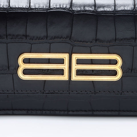 バレンシアガ BALENCIAGA 型押しレザー ショルダーバッグ ゴシップ ショルダーバッグ ブラック WS13760