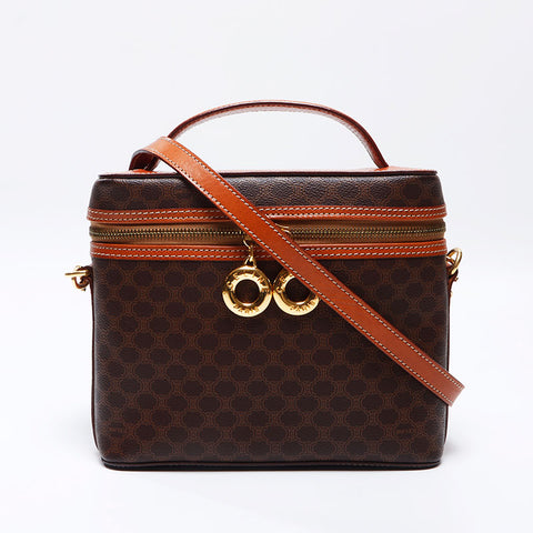 セリーヌ CELINE マカダム バニティ ショルダーバッグ ブラウン WS13761