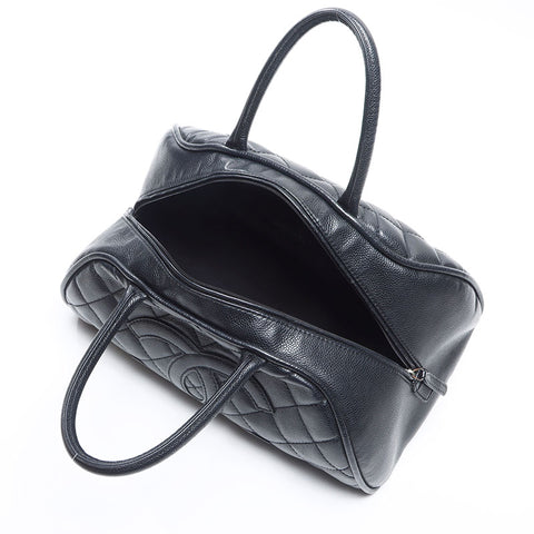 CHANEL Caviar Skin Large COCO Mark Mini Boston Bag No. 10 2005-2006 Handbag black WS13768