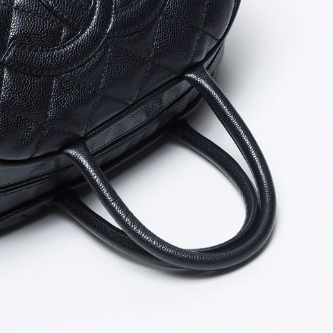 シャネル CHANEL キャビアスキン デカココマーク ミニボストンバッグ 10番台 2005-2006 ハンドバッグ ブラック WS13768