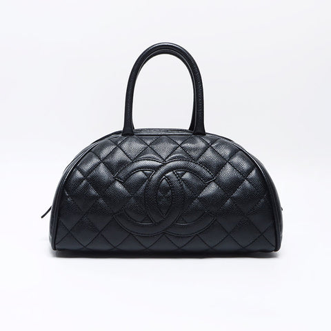 シャネル CHANEL キャビアスキン デカココマーク ミニボストンバッグ 10番台 2005-2006 ハンドバッグ ブラック WS13768