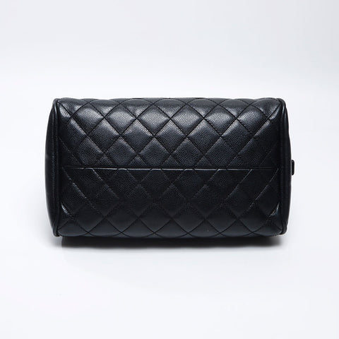 CHANEL Caviar Skin Large COCO Mark Mini Boston Bag No. 10 2005-2006 Handbag black WS13768
