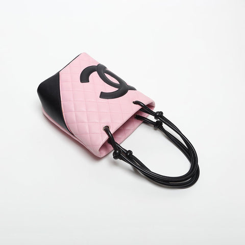 CHANEL Cambon Line Lambskin COCO Mark 9th Series 2004-2005 Handbag pink WS13769