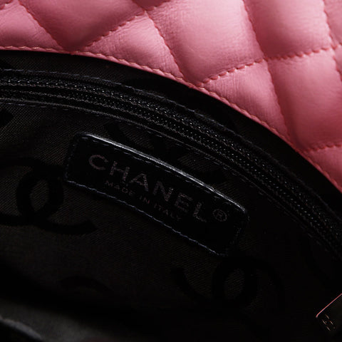 CHANEL Cambon Line Lambskin COCO Mark 9th Series 2004-2005 Handbag pink WS13769