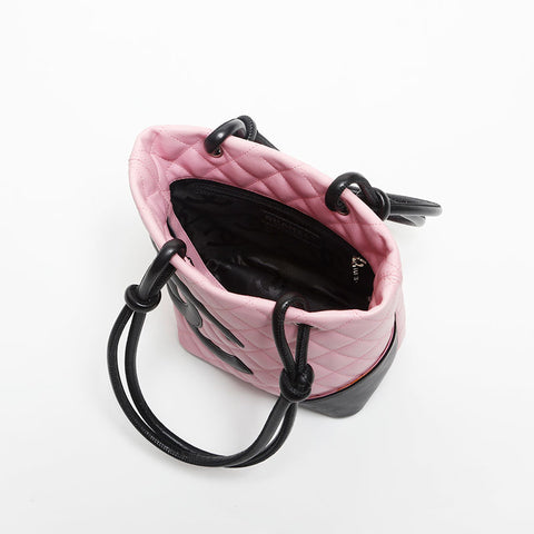 CHANEL Cambon Line Lambskin COCO Mark 9th Series 2004-2005 Handbag pink WS13769