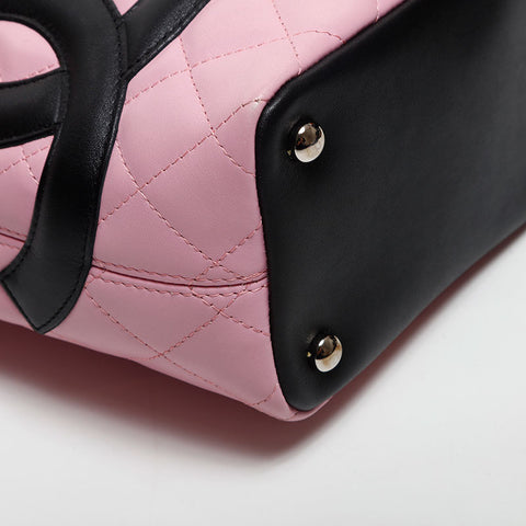 CHANEL Cambon Line Lambskin COCO Mark 9th Series 2004-2005 Handbag pink WS13769
