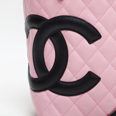 CHANEL Cambon Line Lambskin COCO Mark 9th Series 2004-2005 Handbag pink WS13769