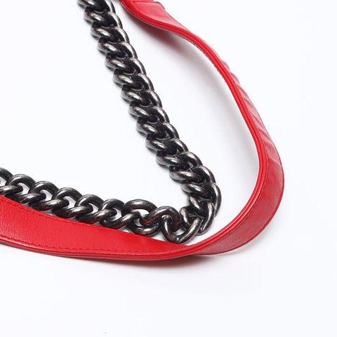 シャネル CHANEL ボーイシャネル ガンメタリック 25cm 18番台 2013-2014 ショルダーバッグ レッド WS13770