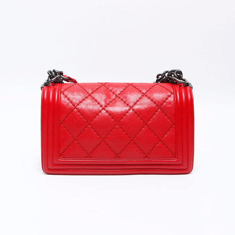 シャネル CHANEL ボーイシャネル ガンメタリック 25cm 18番台 2013-2014 ショルダーバッグ レッド WS13770