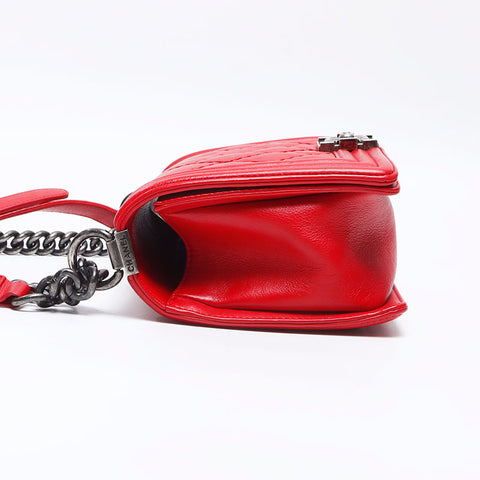 シャネル CHANEL ボーイシャネル ガンメタリック 25cm 18番台 2013-2014 ショルダーバッグ レッド WS13770