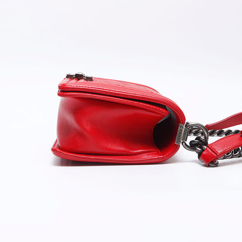 シャネル CHANEL ボーイシャネル ガンメタリック 25cm 18番台 2013-2014 ショルダーバッグ レッド WS13770