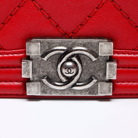 シャネル CHANEL ボーイシャネル ガンメタリック 25cm 18番台 2013-2014 ショルダーバッグ レッド WS13770