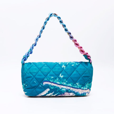 シャネル CHANEL 14番台 2010-2011 ウォーターカラー キャンバス ショルダーバッグ ブルー WS13771